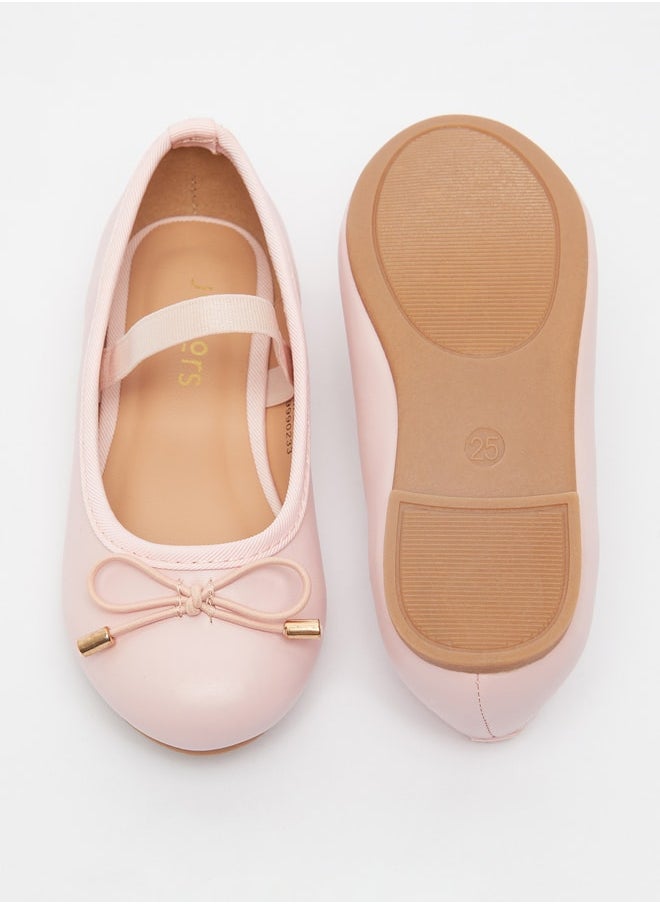 JUNIORS - Girls Round Toe Ballerina Shoes with Elastic Strap Detail with Cushioning - Image 1