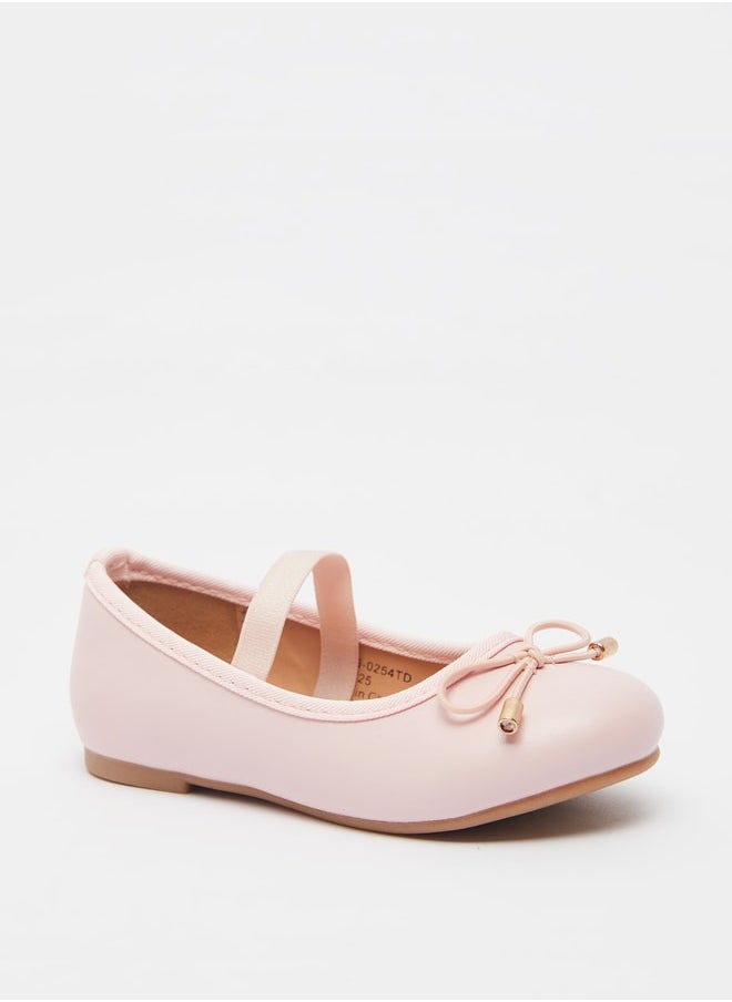 JUNIORS - Girls Round Toe Ballerina Shoes with Elastic Strap Detail with Cushioning - Image 1