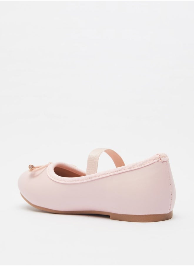 JUNIORS - Girls Round Toe Ballerina Shoes with Elastic Strap Detail with Cushioning - Image 1
