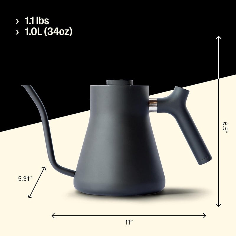 Fellow Stagg Stovetop Pour-Over Coffee and Tea Kettle - Gooseneck Teapot with Precision Pour Spout, Built-in Thermometer, Matte Black, 1 Litre - Image 4