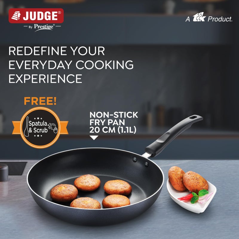 Judge by Prestige 20cm (1.1L) Everyday Non-Stick Fry Pan (Aluminium) |Low Oil Cooking | Easy to Clean |Cool Touch Handle - Image 2