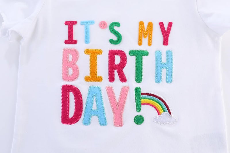 Mud Kingdom Little Girls Birthday Clothes Set 5 Year Gifts Party T-Shirt and Tulle Skirt Outfit Rainbow Size 5 - Image 3