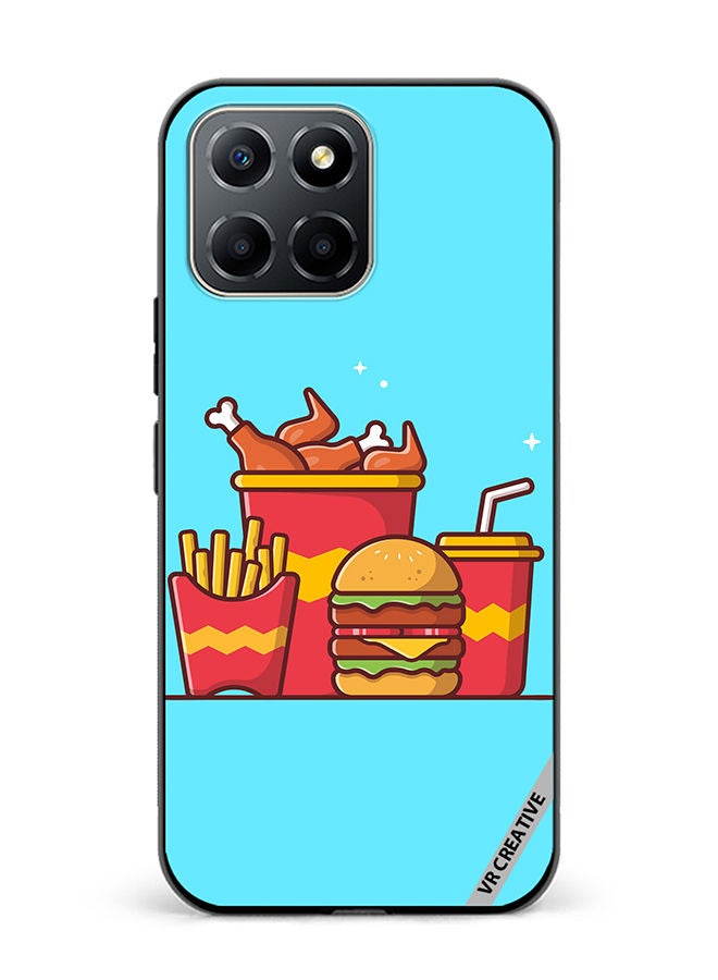 VR CREATIVE Protective Case Cover For Honor X6 Burger With Fried Chicken, French Fries And Soda Cartoon Design Multicolour - Image 1
