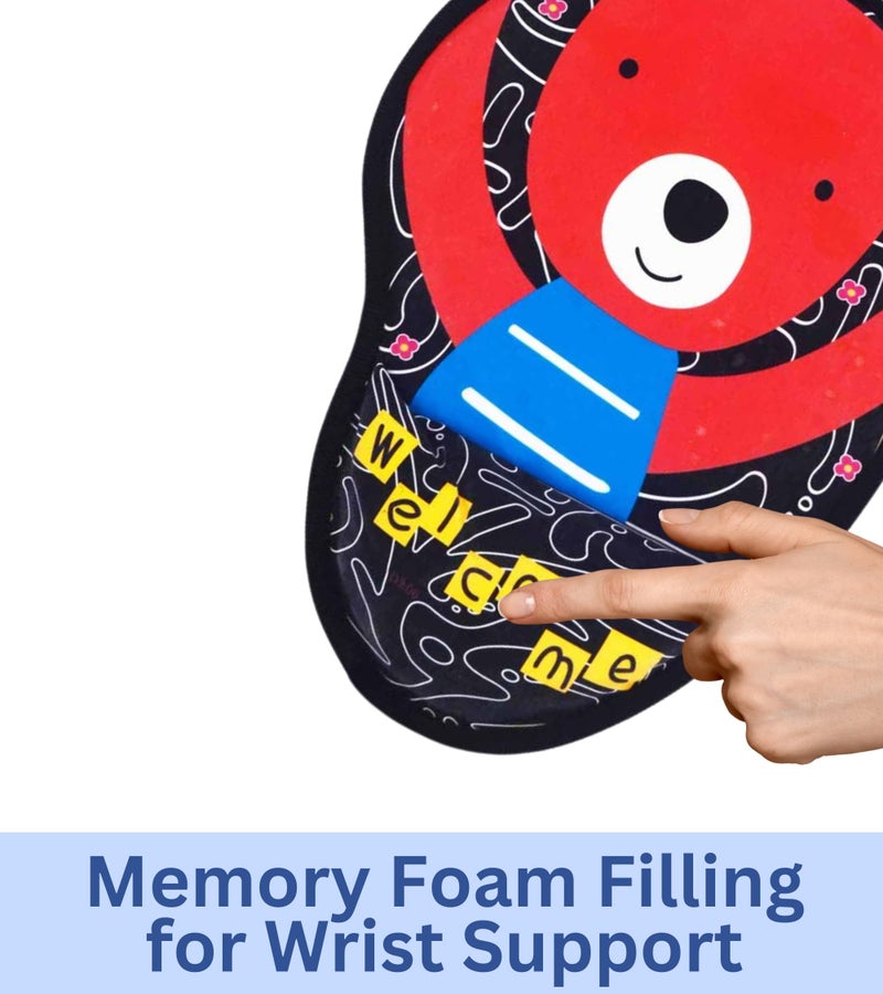 Premsons® Welcome Teddy Mouse Pad with Wrist Support, Ergonomic Gaming Mouse Pad, Portable Comfortable Mousepad for Computer, Laptop, Office, Home and Travel, Non-Slip Base, Waterproof Surface - Image 4