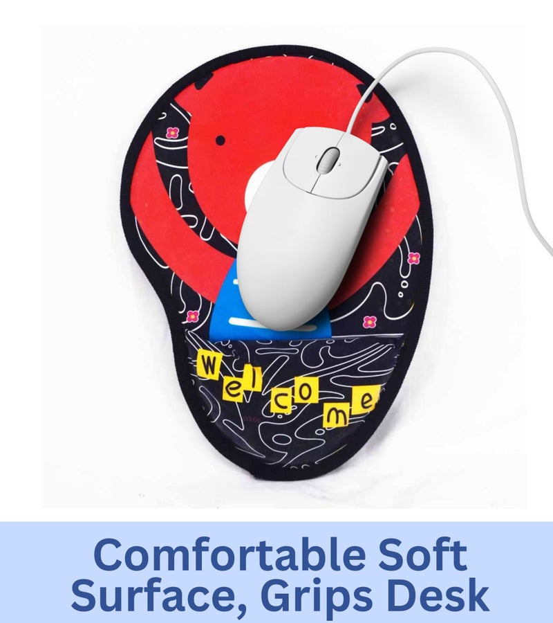 Premsons® Welcome Teddy Mouse Pad with Wrist Support, Ergonomic Gaming Mouse Pad, Portable Comfortable Mousepad for Computer, Laptop, Office, Home and Travel, Non-Slip Base, Waterproof Surface - Image 2