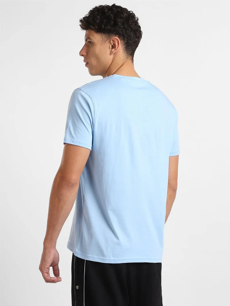 NOBERO  Men's Light Blue Graphic Print T-Shirt for Men | Best Price UAE