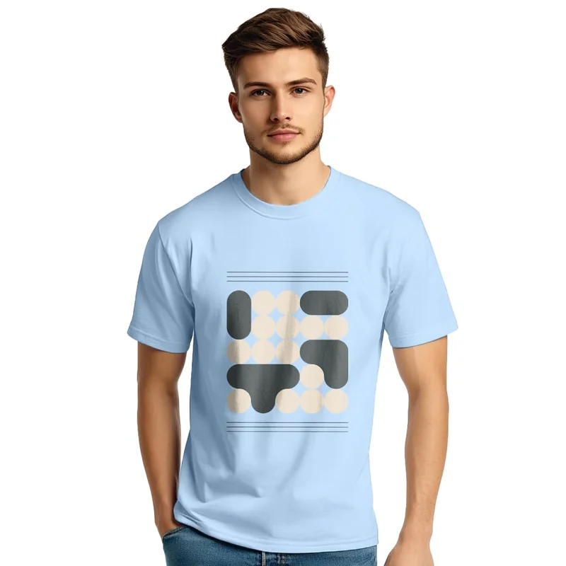نوبيرو Men's Light Blue Graphic Print T-Shirt