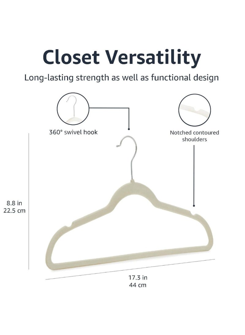 Homesmiths Beige Kids Velvet Hangers Pack of 7, Slim Non-Slip Design for Kids Clothes, Dresses, Shirts, Jackets, School Uniforms and Space-Saving Wardrobe Storage - Image 4