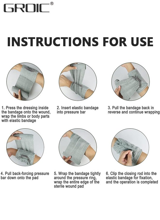 GROIC - 2 Pack Emergency Bandage, 4 Inch and 6 Inch Sterile Compression for Dressing First Aid Trauma, Vacuum Sterile Compression Bandages for First Aid Emergency, ETD Bandage for Camping, Hiking, Climbing - Image 1