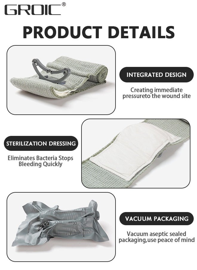 GROIC - 2 Pack Emergency Bandage, 4 Inch and 6 Inch Sterile Compression for Dressing First Aid Trauma, Vacuum Sterile Compression Bandages for First Aid Emergency, ETD Bandage for Camping, Hiking, Climbing - Image 1