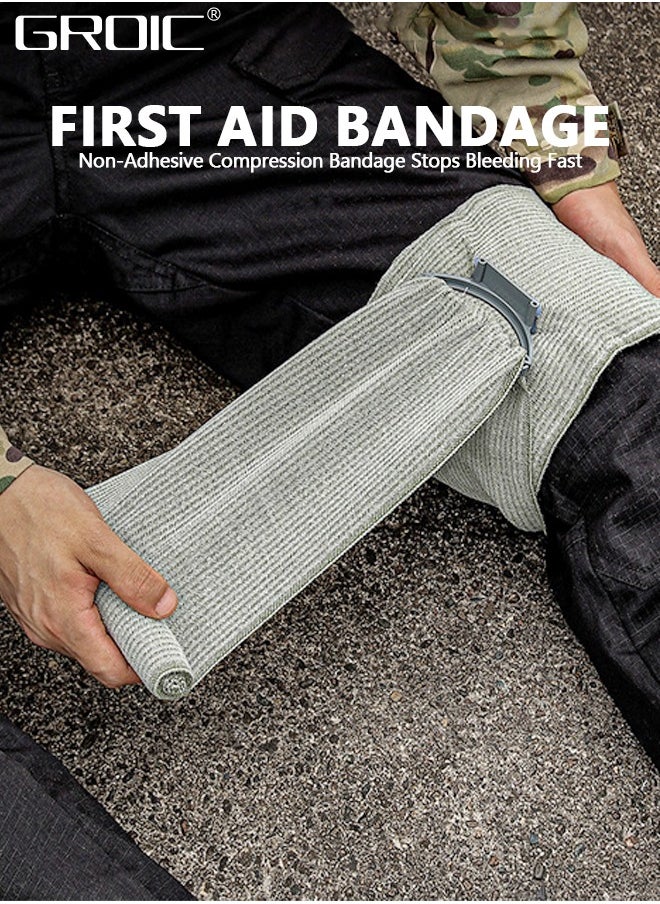 GROIC - 2 Pack Emergency Bandage, 4 Inch and 6 Inch Sterile Compression for Dressing First Aid Trauma, Vacuum Sterile Compression Bandages for First Aid Emergency, ETD Bandage for Camping, Hiking, Climbing - Image 1