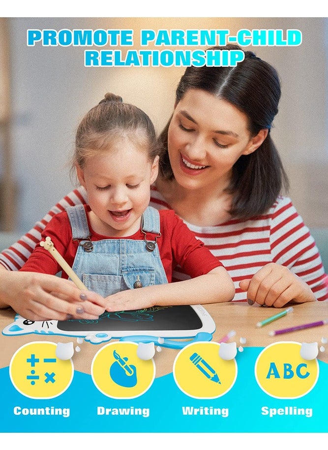 بيبي لاند تابلت كتابة ورسومات بشاشة LCD إلكترونية للرسم والرسائل والرسومات الكرتونية مقاس 8.5 بوصة للأطفال، قط أزرق  - Image 5