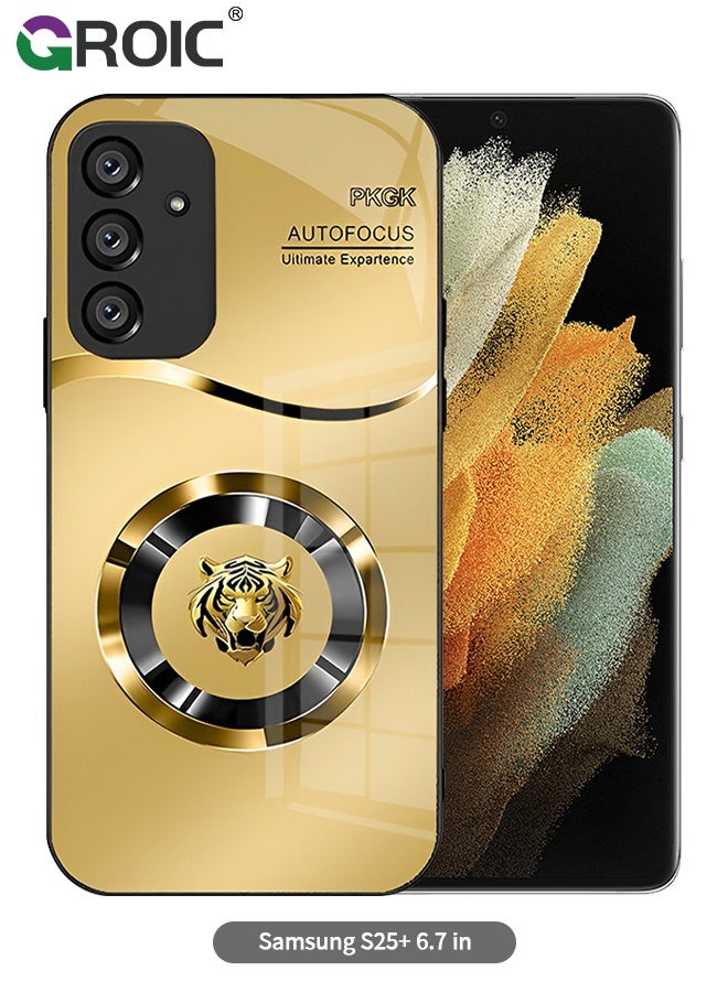 GROIC Back Cover Case for Samsung Galaxy S25 Plus Soft Flexible TPU Shockproof Protective Tiger Pattern Electroplating Glass for Samsung Galaxy S25+ Cover - Image 1