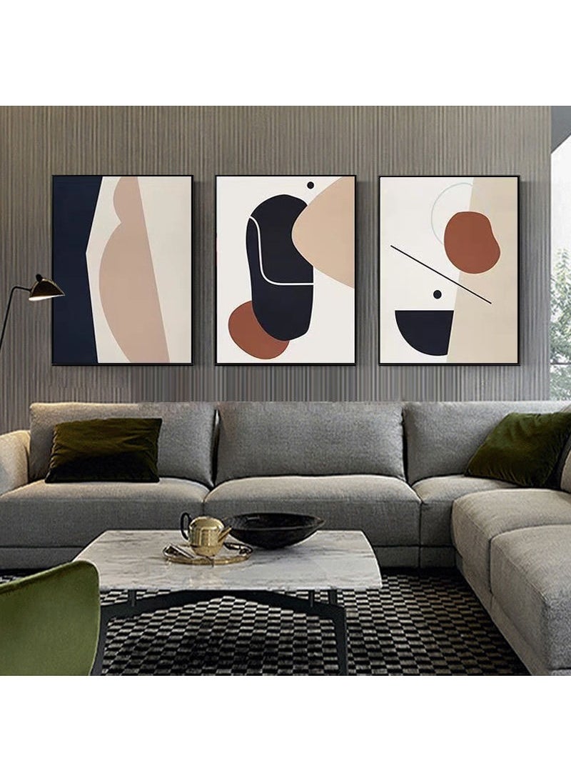 FASHION HOME 3PCS Wall Art Bright Style Minimalist Decor Modern Abstract Canvas Prints Poster Picture Framed Paintings Decorations  - Image 2