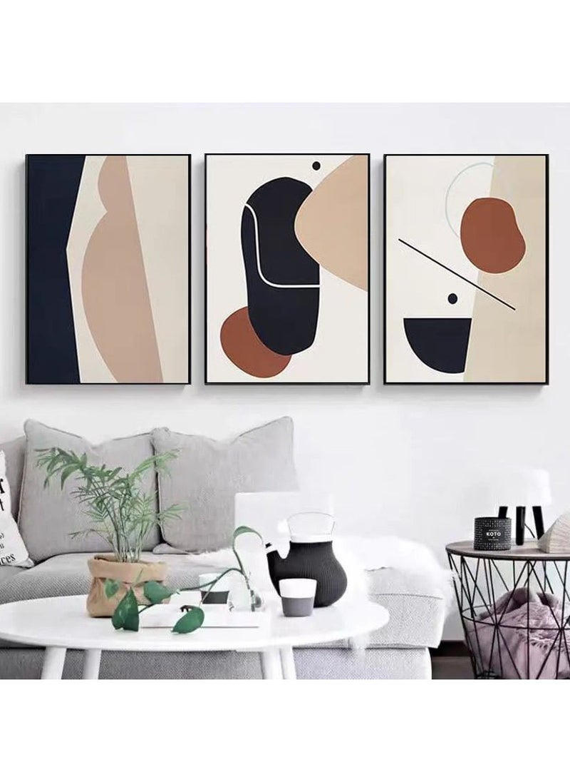 FASHION HOME 3PCS Wall Art Bright Style Minimalist Decor Modern Abstract Canvas Prints Poster Picture Framed Paintings Decorations  - Image 3