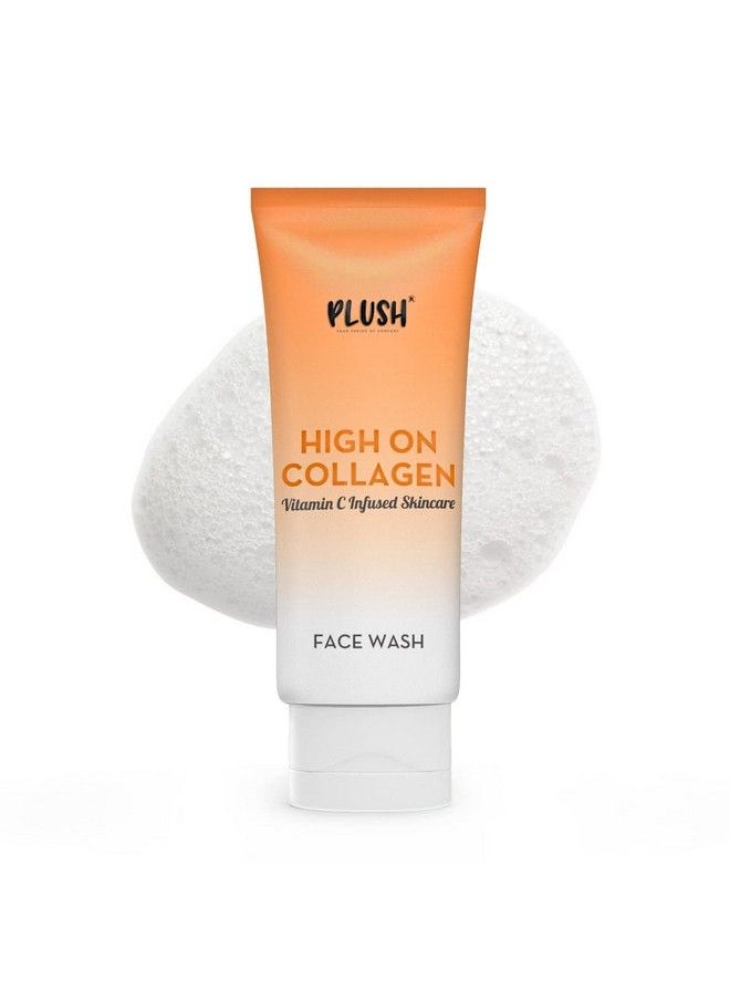 Plush High On Collagen Gentle Face Wash With Niacinamide; Vitamin C Infused Skincare; Natural Beads For Mild Exfoliation; Fights Pigmentation Dark Spots & Skin Aging; For All Skin Types; 100 Ml  - Image 1