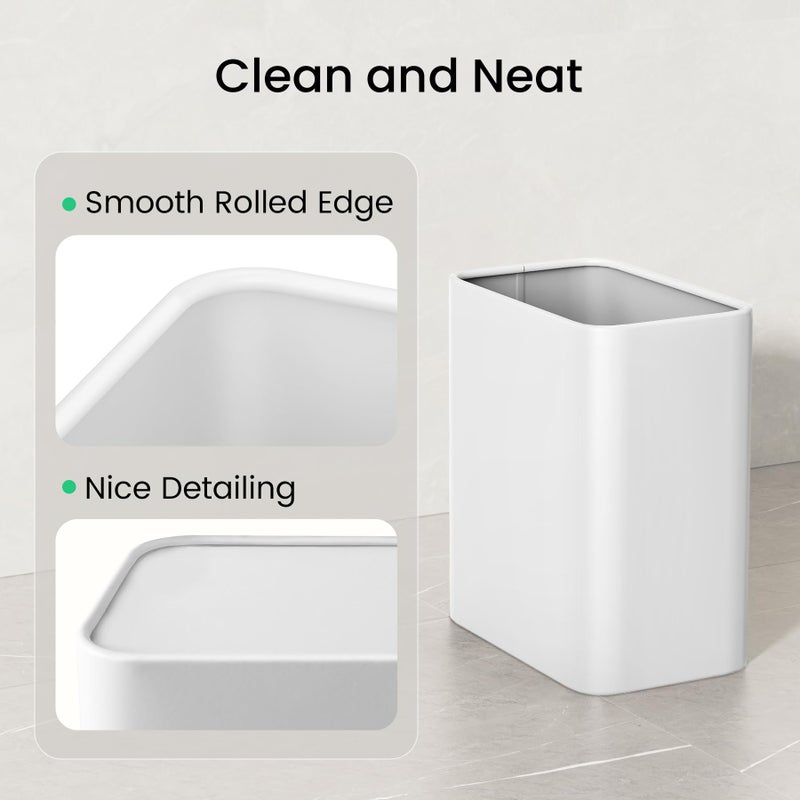 Cesun Small Bathroom Trash Can 2.1 Gallon Wastebasket, Modern Metal Garbage Can Office Waste Basket, White Stainless Steel Trash Bin for Bedroom, Home Office, Toilet, rv, Near Desk, Under Sink. - Image 5