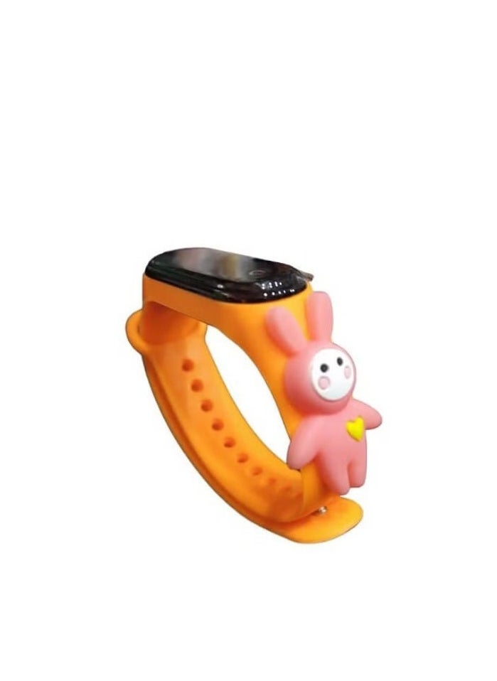 Generic - "Digital touch watch for boys, girls, and youth with a fun and attractive design (Rabbit) in orange, with a rubber strap." - Image 1