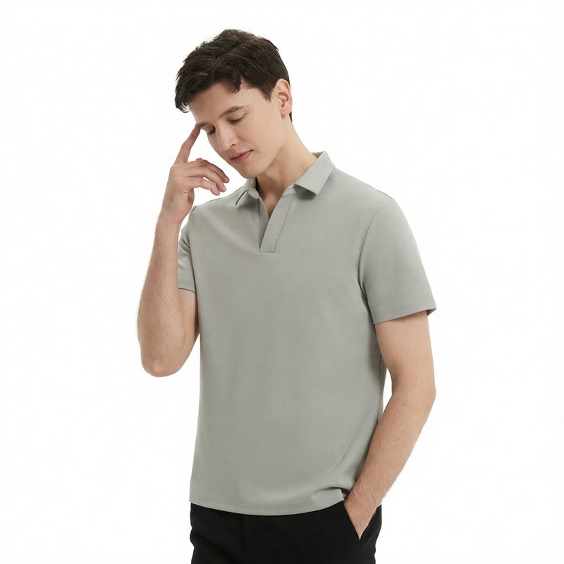 Men's Quick-Dry Anti-Bacterial Polo Shirt with Seagull Collar, Wrinkle-Free Short Sleeve Sports Top - Image 1