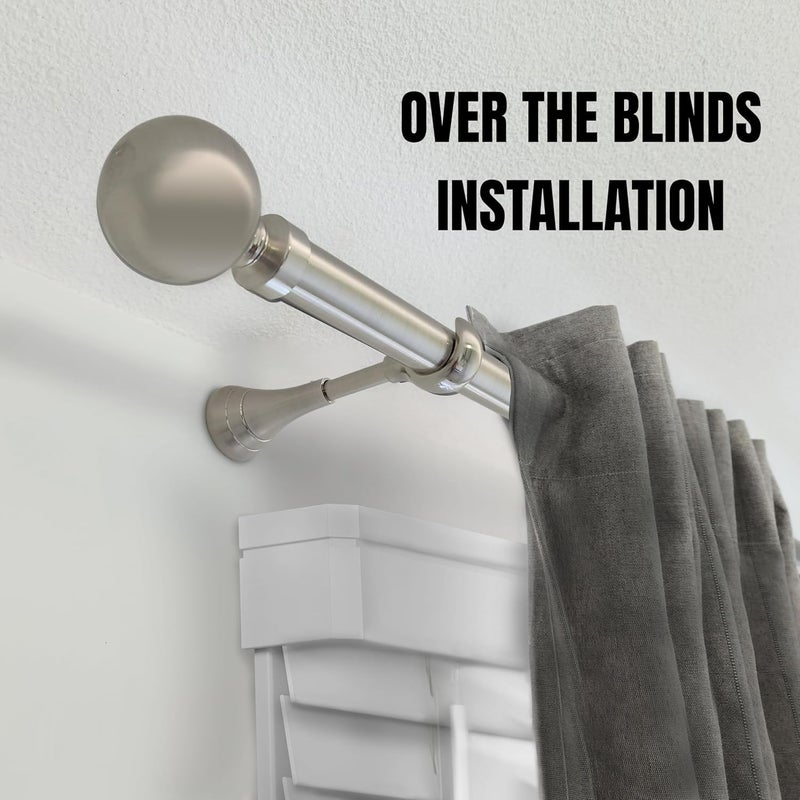 A Key Tech Heavy Duty Curtain Rod Brackets for Wall, 6 inch Curtain Rod Brackets, Extra Long Holder for Heavy Curtains, for 3/4 to 1 inch Rods, 4 pcs Extended Wall Mount Holders, Set of Four, Brushed Nickel - Image 2