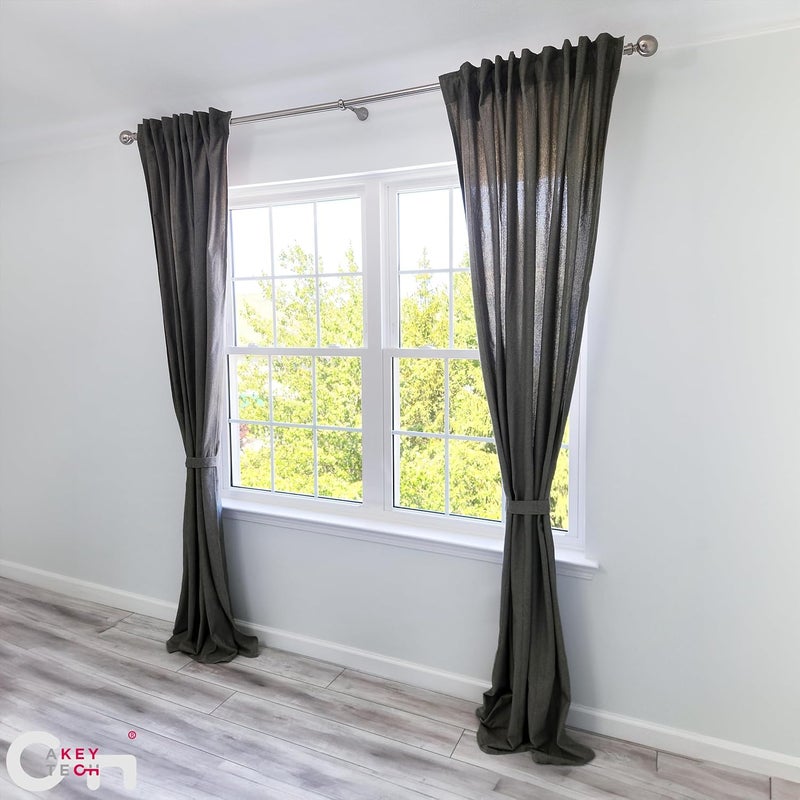 A Key Tech Heavy Duty Curtain Rod Brackets for Wall, 6 inch Curtain Rod Brackets, Extra Long Holder for Heavy Curtains, for 3/4 to 1 inch Rods, 4 pcs Extended Wall Mount Holders, Set of Four, Brushed Nickel - Image 3