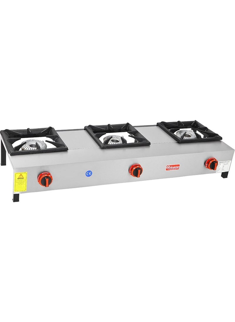 Himaksan Industrial Type LPG Cylinder 3 Burner Short Leg Restaurant Stove 
