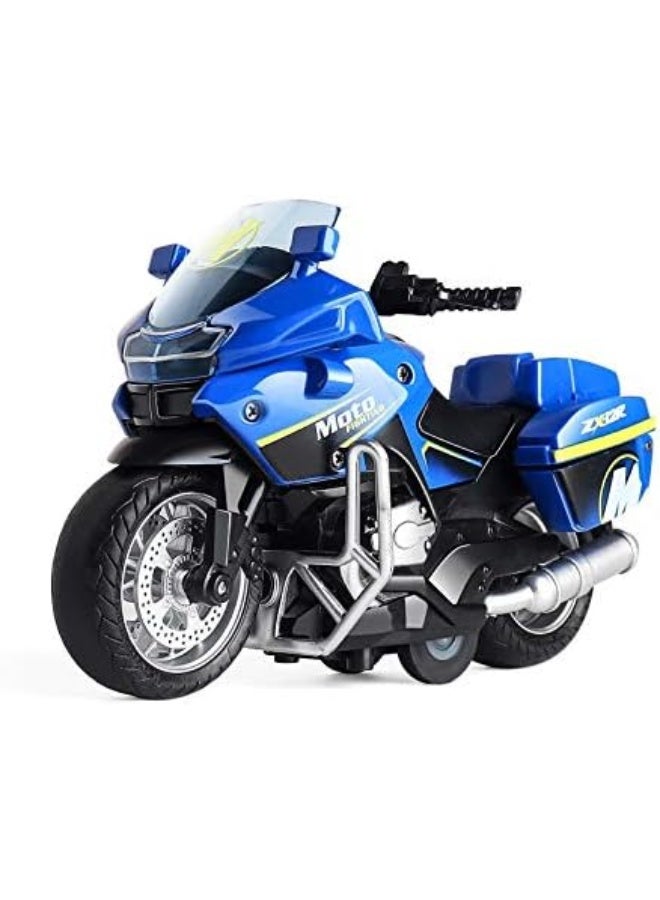 Police Motorcycle Toy - Pull Back Toy Motorcycle with Sound and Light Toy,Toy Motorcycles for Boy,Toys for 3-9 Year Old Boys (Blue) - Image 1