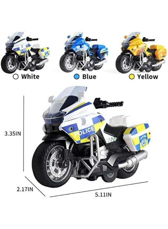 Police Motorcycle Toy - Pull Back Toy Motorcycle with Sound and Light Toy,Toy Motorcycles for Boy,Toys for 3-9 Year Old Boys (Blue) - Image 3