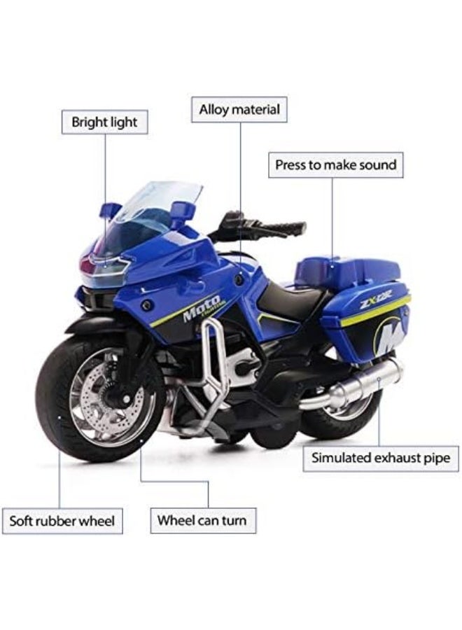 Police Motorcycle Toy - Pull Back Toy Motorcycle with Sound and Light Toy,Toy Motorcycles for Boy,Toys for 3-9 Year Old Boys (Blue) - Image 4