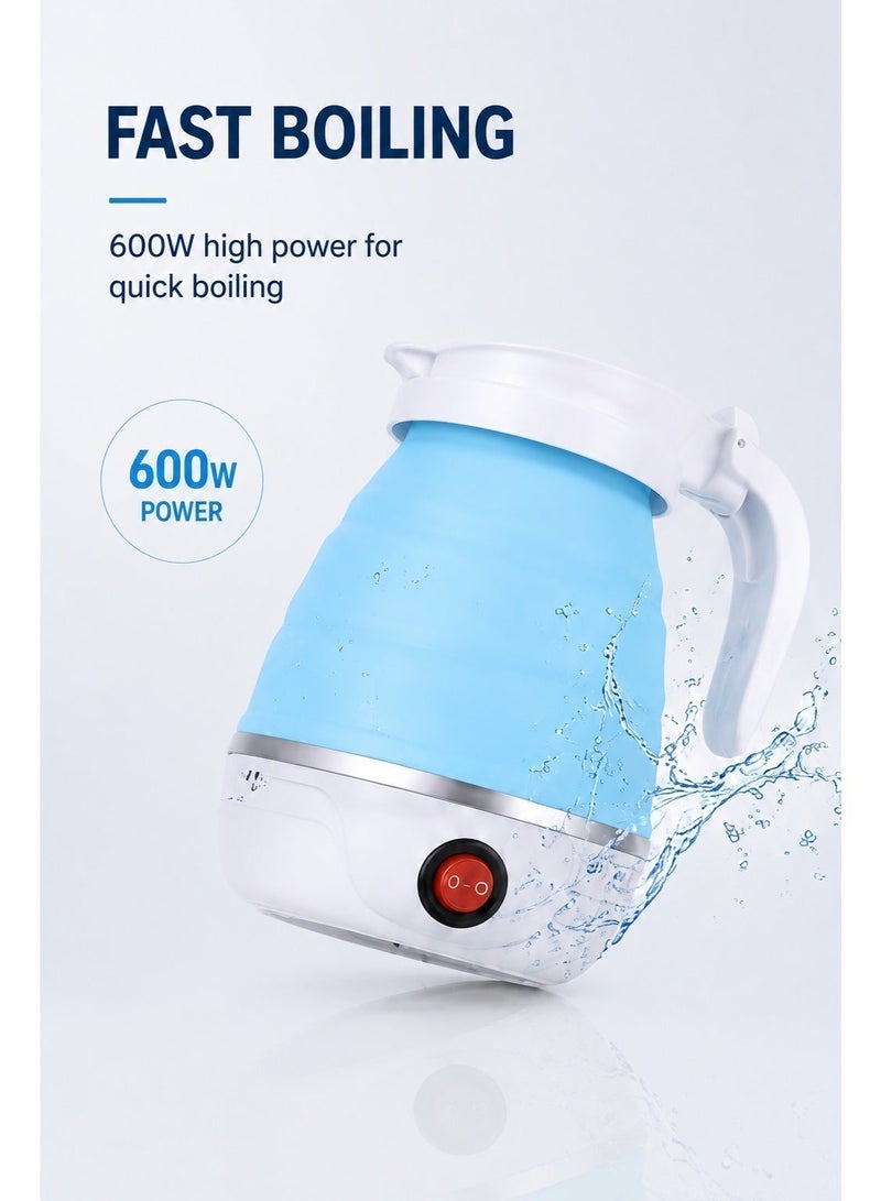 EXCLIFE 600mlFoldable Electric Travel Kettle, Portable Silicone Collapsible Water Boiler And Tea Pot For Camping, Lightweight Mini Electric Kettle With Detachable Power Cord For Easy Storage And Quick Boiling - Image 3