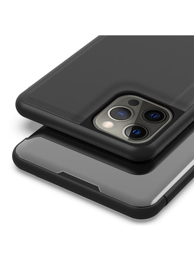 Zaboon Case For iPhone 13 Pro Max Plated Mirror Horizontal Flip Leather Case with Holder - Image 4