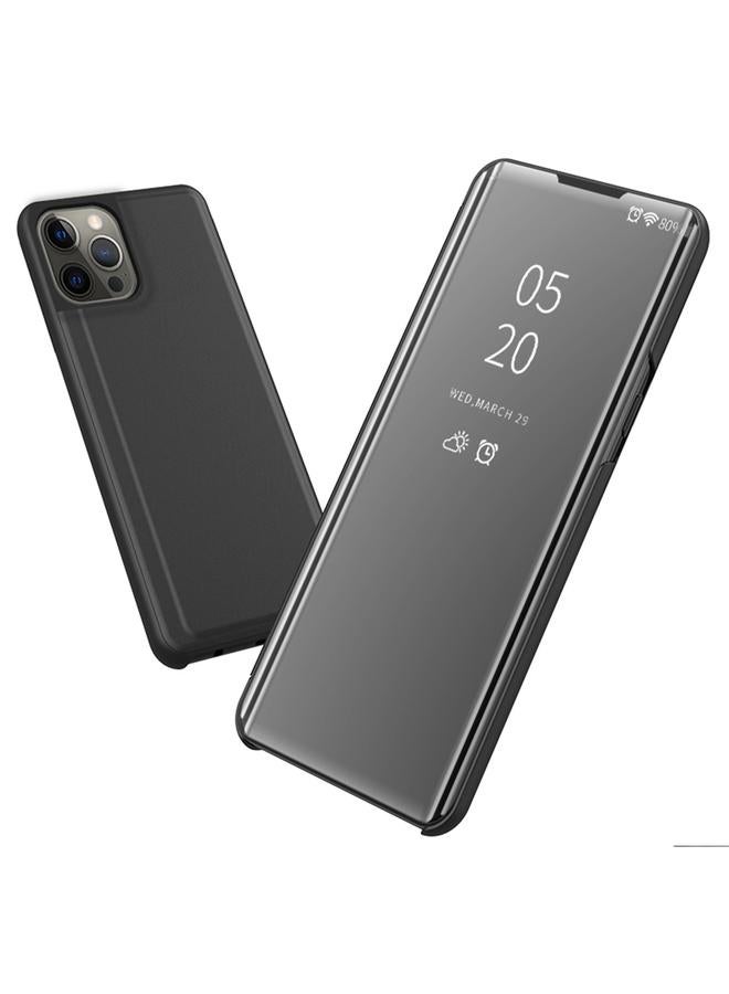 Zaboon Case For iPhone 13 Pro Max Plated Mirror Horizontal Flip Leather Case with Holder - Image 2