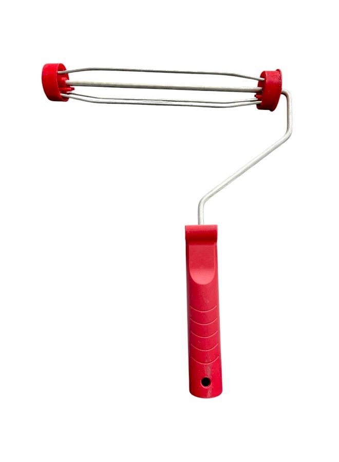 Durable Wire Cage Paint Roller Frame with Ergonomic Red Plastic Handle - Image 2