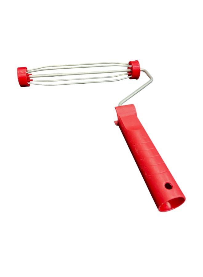 Durable Wire Cage Paint Roller Frame with Ergonomic Red Plastic Handle - Image 1