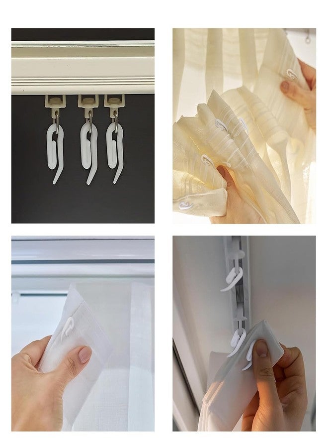 ZYAMY 200PCS White Plastic Curtain Hooks Curtain Roller Sliders 6 Character Rod Rings 1.1 x 0.47 Inches for Shower Curtain Clips and Pleated Track Hooks - Image 5