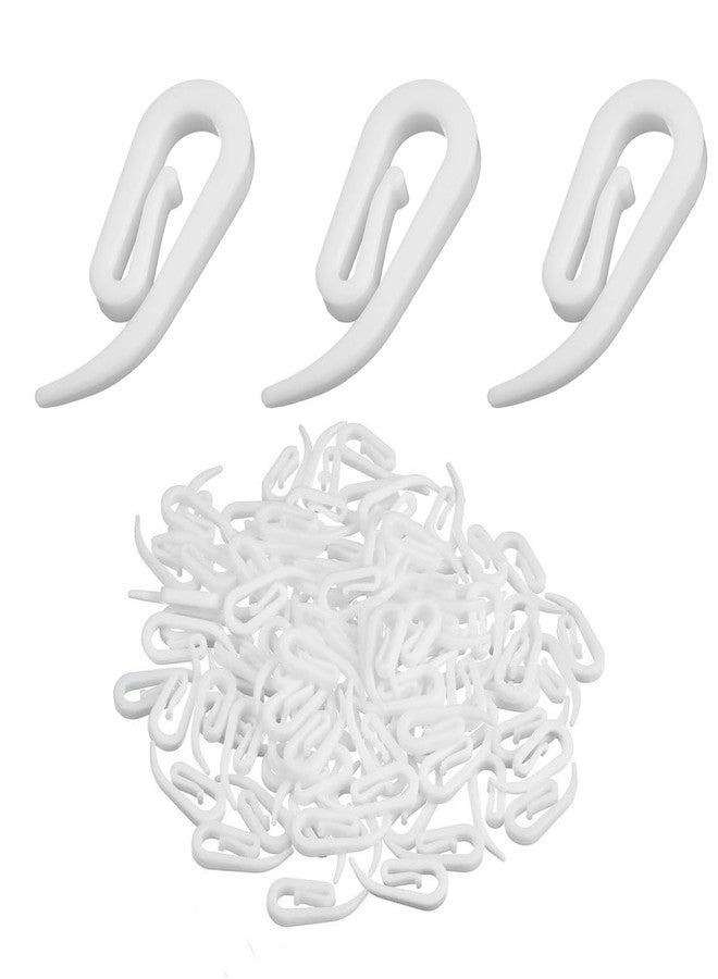 ZYAMY 200PCS White Plastic Curtain Hooks Curtain Roller Sliders 6 Character Rod Rings 1.1 x 0.47 Inches for Shower Curtain Clips and Pleated Track Hooks - Image 1