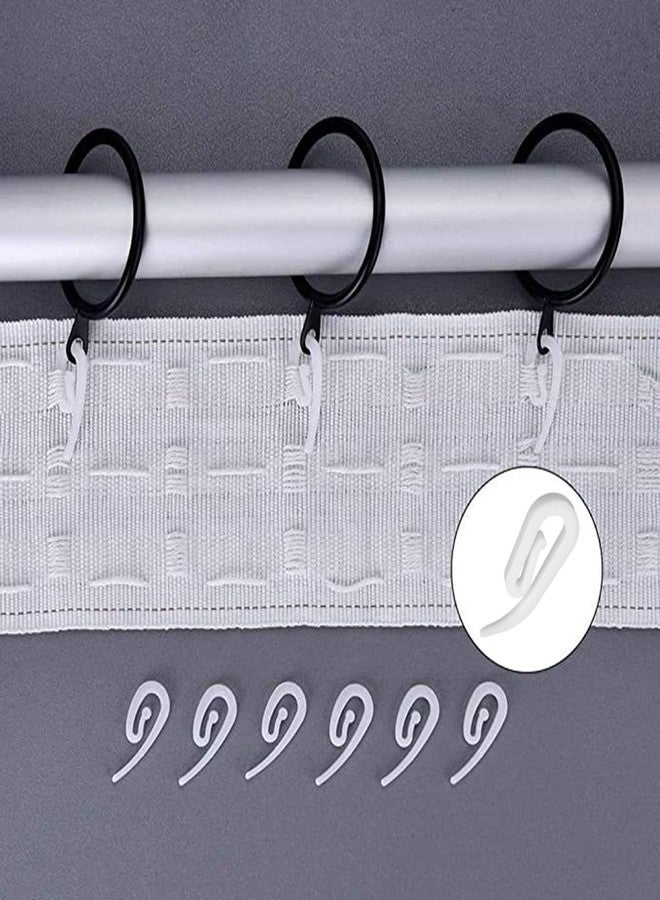 ZYAMY 200PCS White Plastic Curtain Hooks Curtain Roller Sliders 6 Character Rod Rings 1.1 x 0.47 Inches for Shower Curtain Clips and Pleated Track Hooks - Image 4
