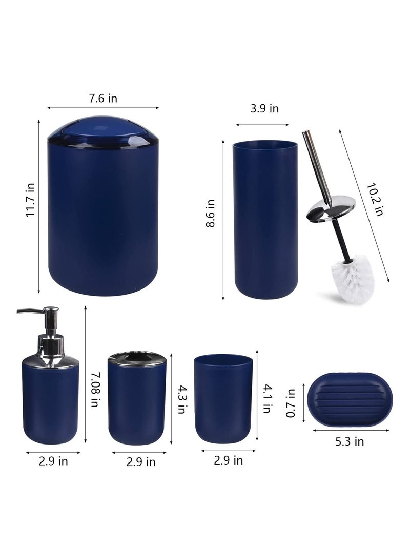 6 Piece Bathroom Accessories Set Blue  - Image 2