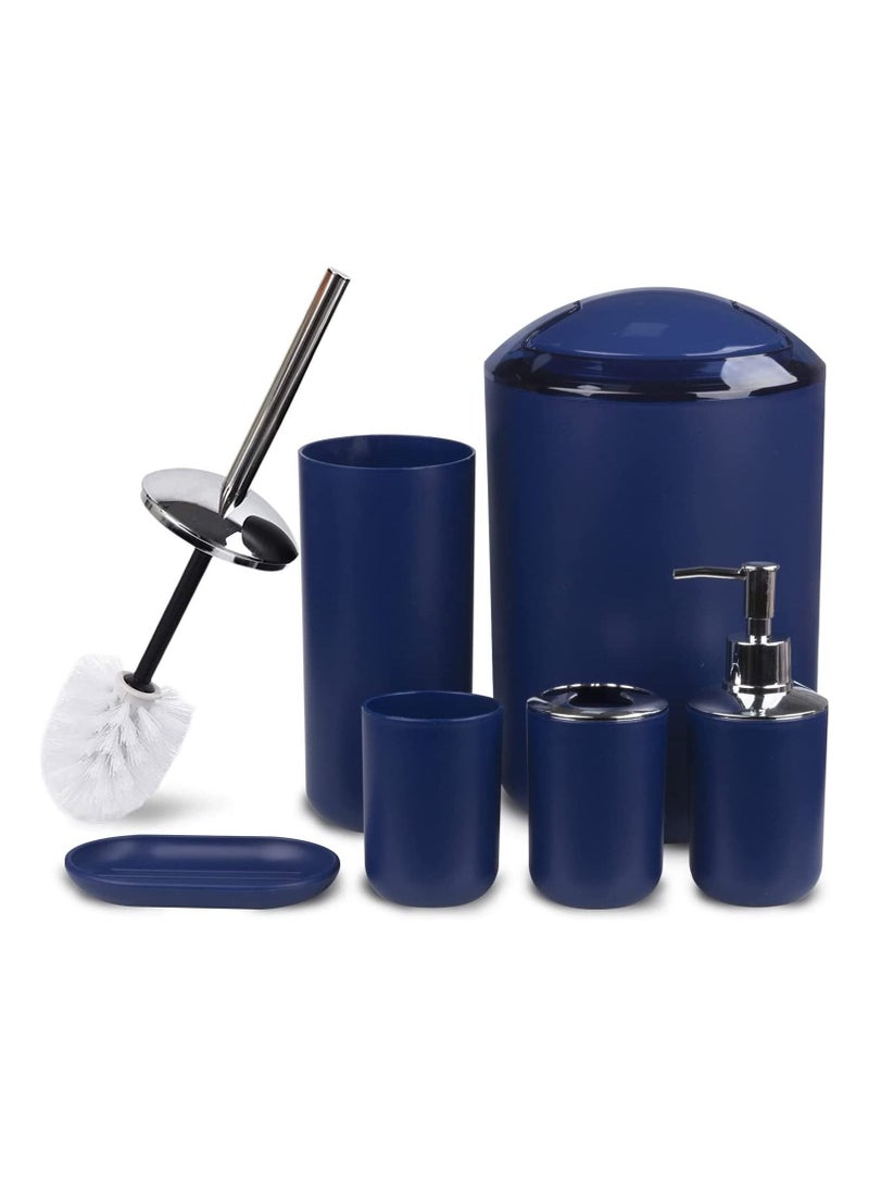6 Piece Bathroom Accessories Set Blue  - Image 1
