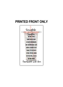 Lashicorn Snowglobe Tumbler Care Instructions Card 50 Pk 2X3.5” Handmade Snow Globe Cup Supplies Snow Globe Starter Kit Add To Customer Package Diy Decal Svg Wrap  - Image 3