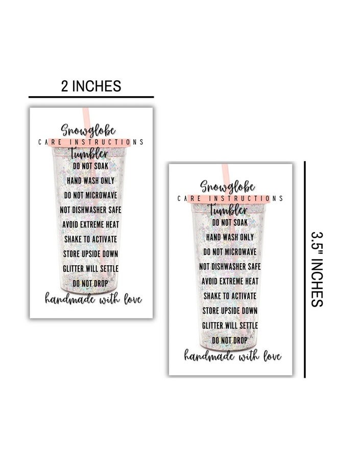 Lashicorn - Snowglobe Tumbler Care Instructions Card 50 Pk 2X3.5” Handmade Snow Globe Cup Supplies Snow Globe Starter Kit Add To Customer Package Diy Decal Svg Wrap - Image 1
