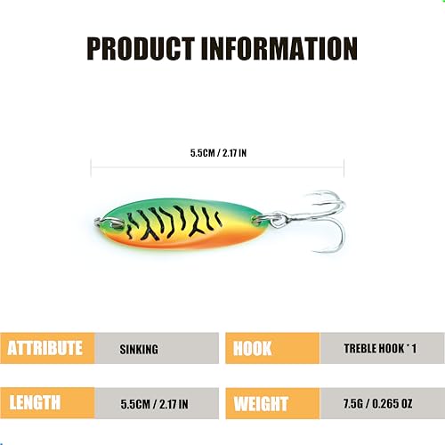 EXAURAFELIS Fishing Lures Casting Spoon Lure Fishing Spoons Lures Troutlure Bass Lure Crappielure Pikelure Walleyelure for Saltwater and Freshwater with Tackle Box 1/4oz - Image 2