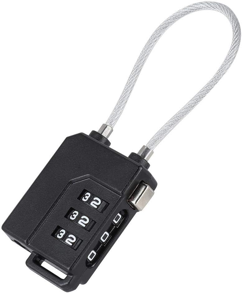 كلاراكو قفل كلمة مرور TSA21100، قفل أمان جمركي مع قفل حقيبة بكلمة مرور مكونة من 3 أرقام (أسود) - Image 1