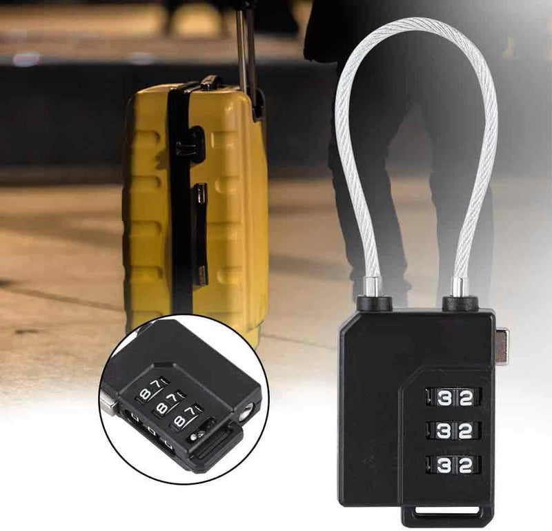 كلاراكو قفل كلمة مرور TSA21100، قفل أمان جمركي مع قفل حقيبة بكلمة مرور مكونة من 3 أرقام (أسود) - Image 3