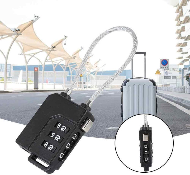 كلاراكو قفل كلمة مرور TSA21100، قفل أمان جمركي مع قفل حقيبة بكلمة مرور مكونة من 3 أرقام (أسود) - Image 4