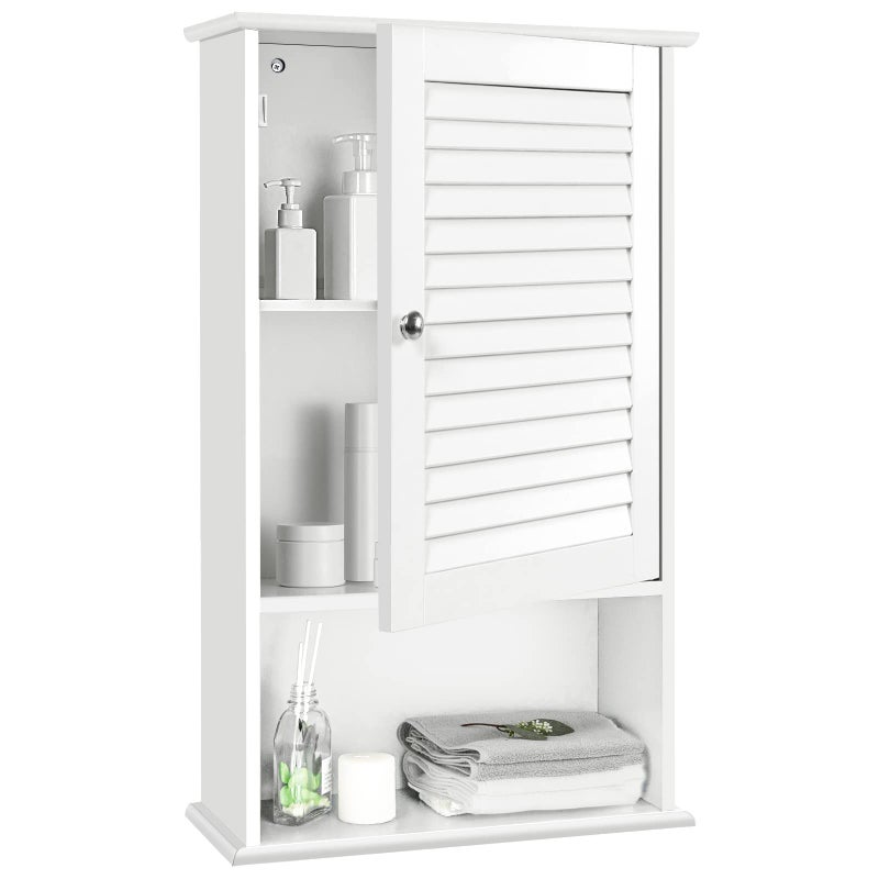 Tangkula Tangkula Medicine Cabinet Wall Mounted Bathroom Cabinet Single Door Wooden Bathroom Wall Cabinet with Adjustable Shelf 