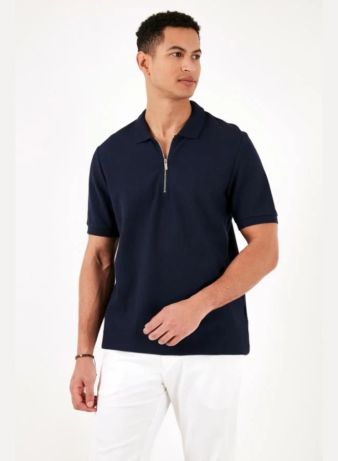 Buratti  Buratti Cotton Regular Fit Zippered Polo Collar T Shirt Men's Polo Collar T-Shirt 5902434 for Men | Best Price UAE