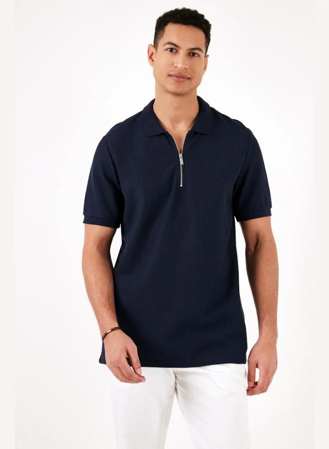 Buratti  Buratti Cotton Regular Fit Zippered Polo Collar T Shirt Men's Polo Collar T-Shirt 5902434 for Men | Best Price UAE