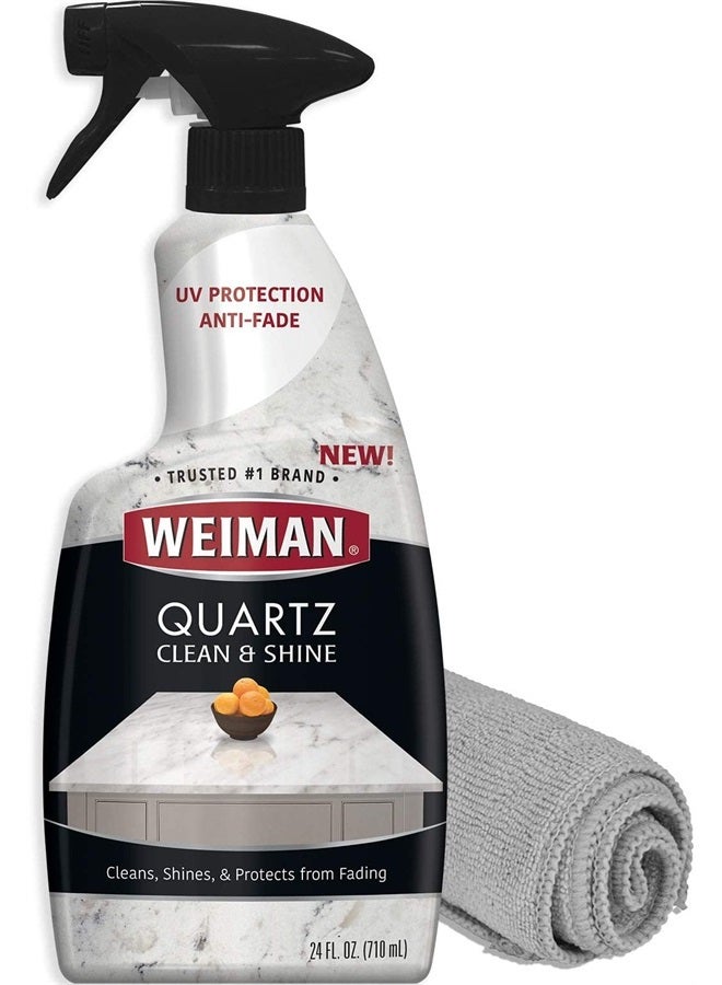 Weiman Quartz Countertop Cleaner and Polish - 24 Ounce with Microfiber Cloth - Clean and Shine Your Quartz Countertops Islands and Stone Surfaces with UV Protection - Image 1