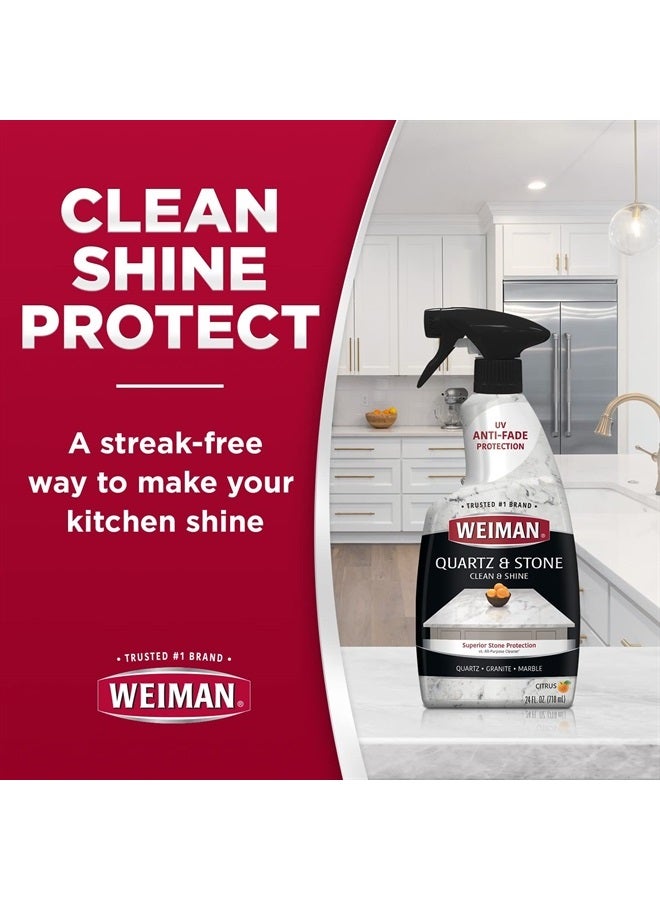 Weiman Quartz Countertop Cleaner and Polish - 24 Ounce with Microfiber Cloth - Clean and Shine Your Quartz Countertops Islands and Stone Surfaces with UV Protection - Image 3